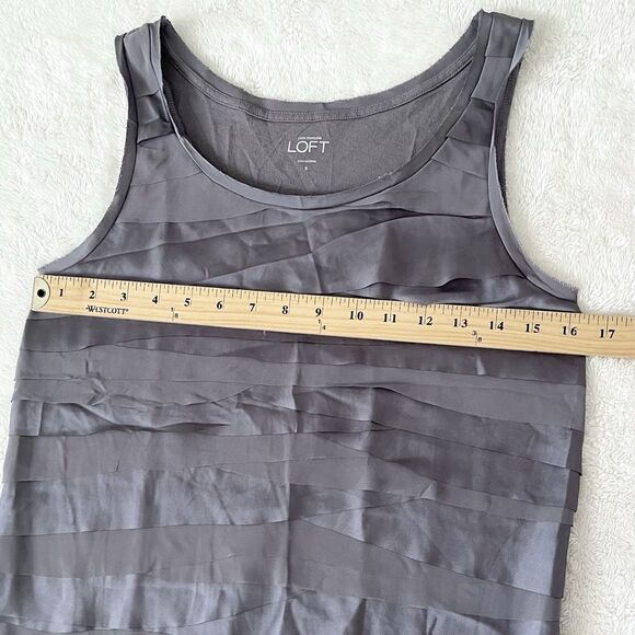 Ann Taylor Loft Tank Top Womens Size S Tiered Straps Sleeveless Dark Gray Knit - Picture 7 of 10